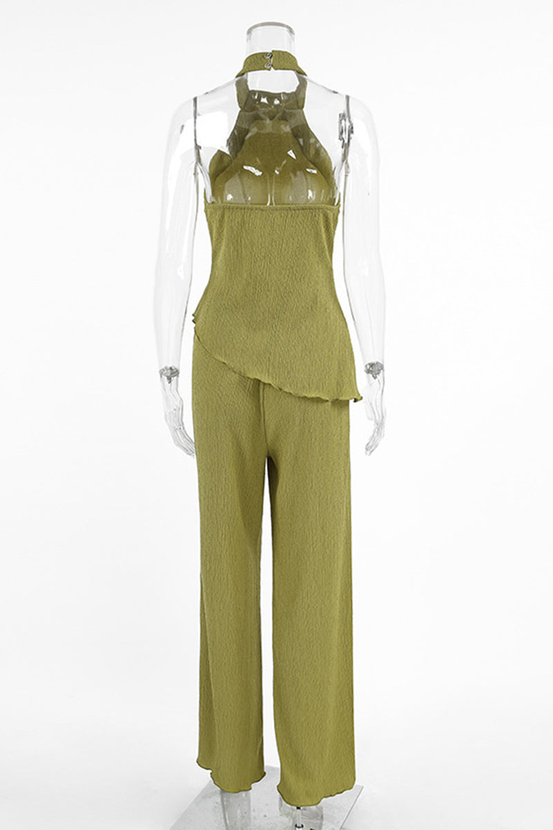 Carmen® | Street Daily Backless Ruched Halter Sleeveless Two Piece