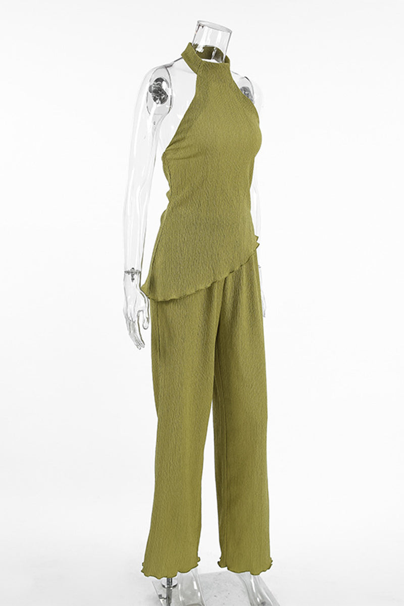 Carmen® | Street Daily Backless Ruched Halter Sleeveless Two Piece
