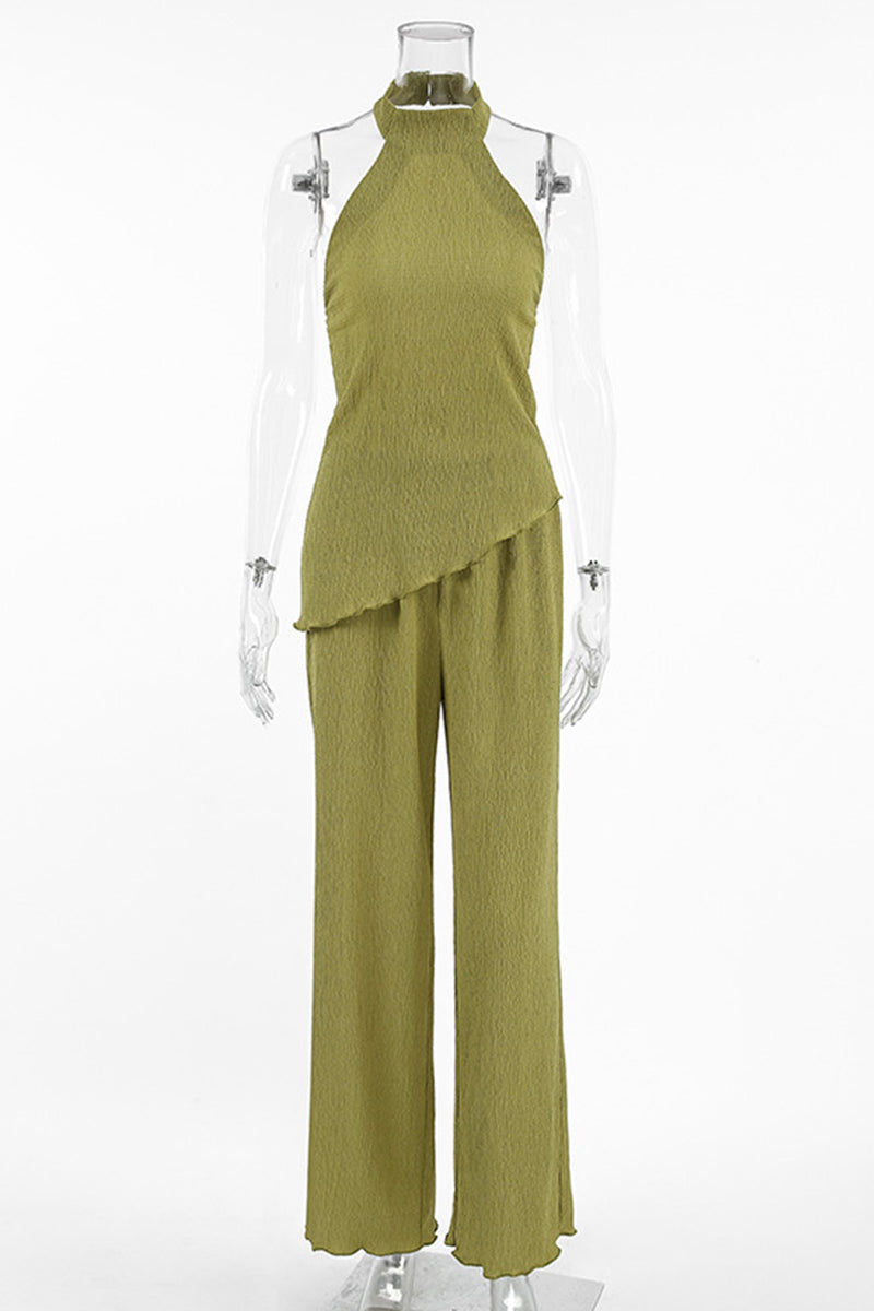 Carmen® | Street Daily Backless Ruched Halter Sleeveless Two Piece