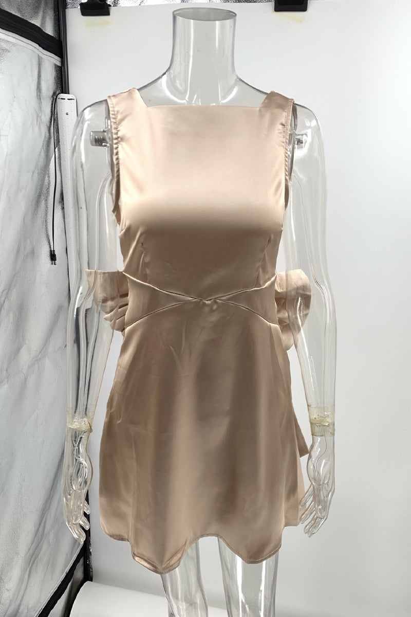 Camila® | Sexy party backless sleeveless dress with bow decoration and square neckline