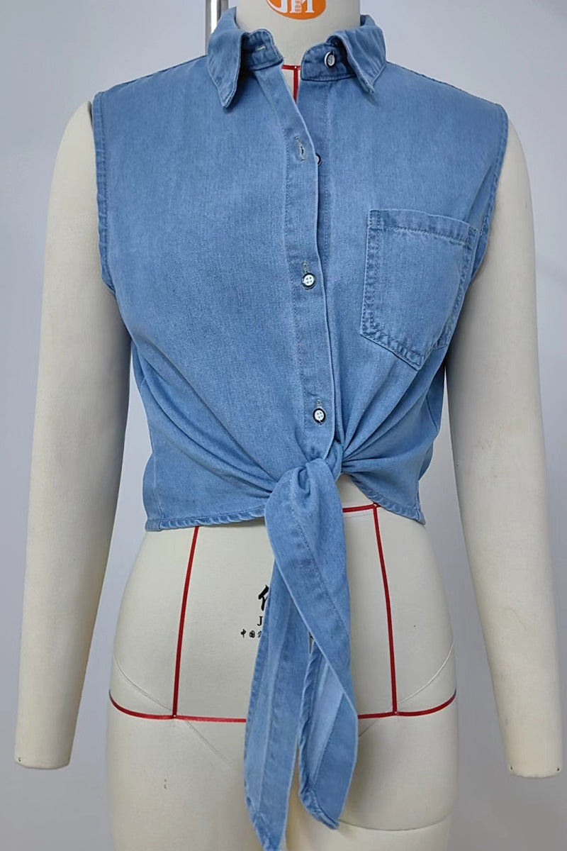 Dominique® | Casual blouses with lace-up buttons and turn-down collars