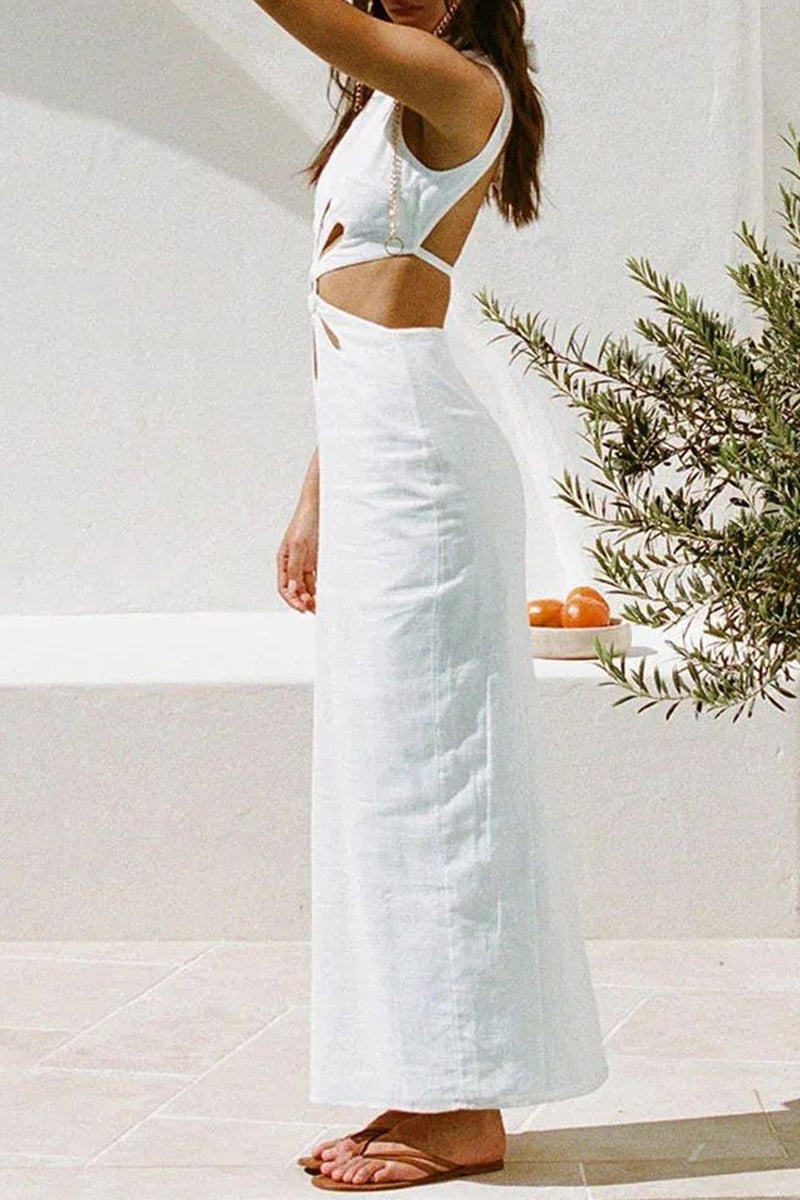 Concepcion® | Sexy, hollow out, backless, slit, half turtleneck, one tier skirt