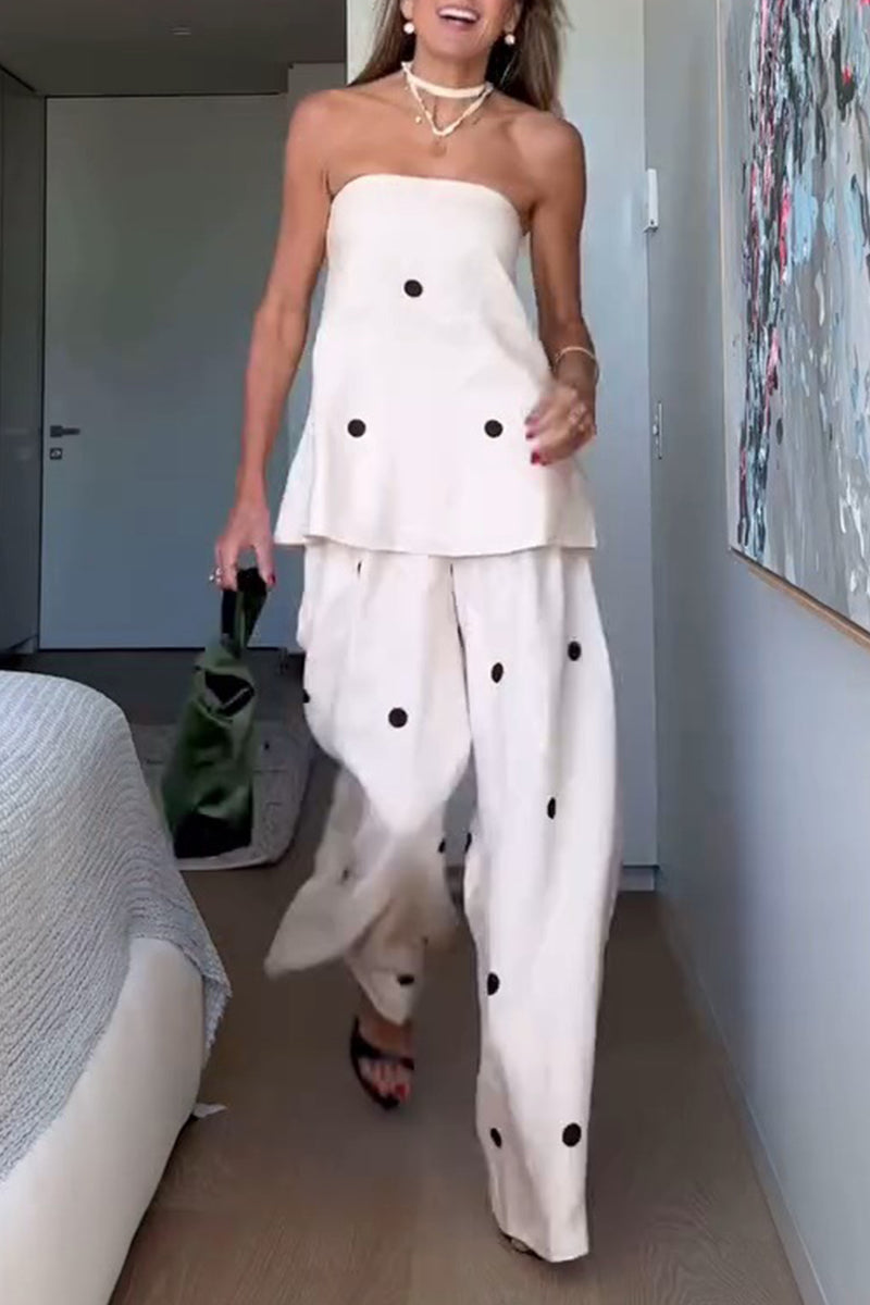Cintia® | Sexy off-the-shoulder, sleeveless two-piece with polka dot and zipper