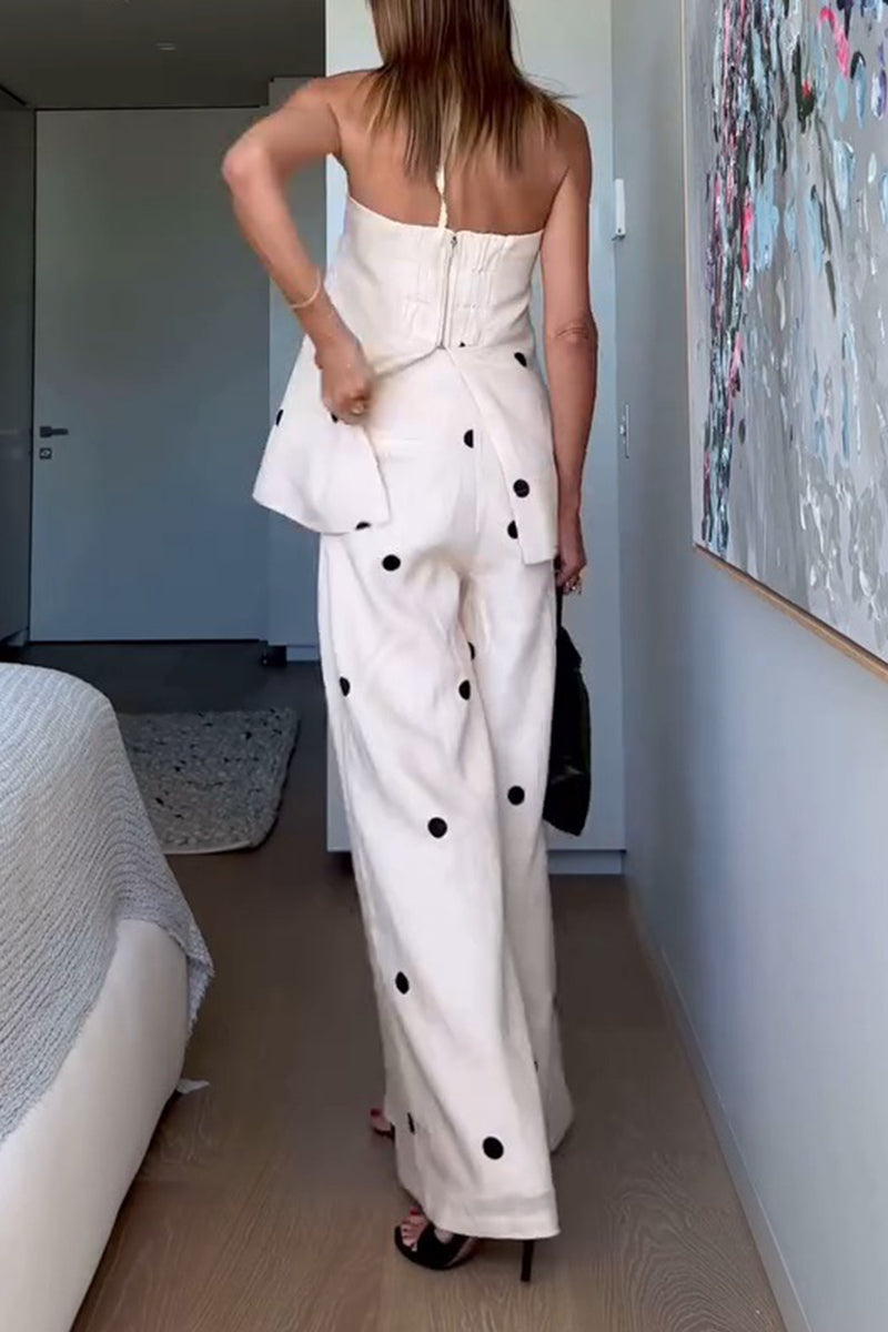 Cintia® | Sexy off-the-shoulder, sleeveless two-piece with polka dot and zipper