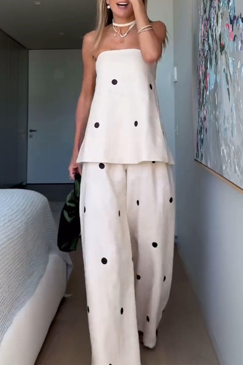 Cintia® | Sexy off-the-shoulder, sleeveless two-piece with polka dot and zipper