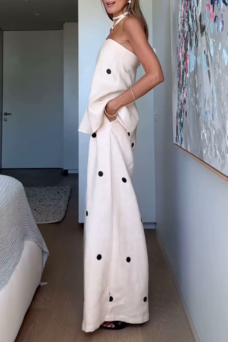Cintia® | Sexy off-the-shoulder, sleeveless two-piece with polka dot and zipper