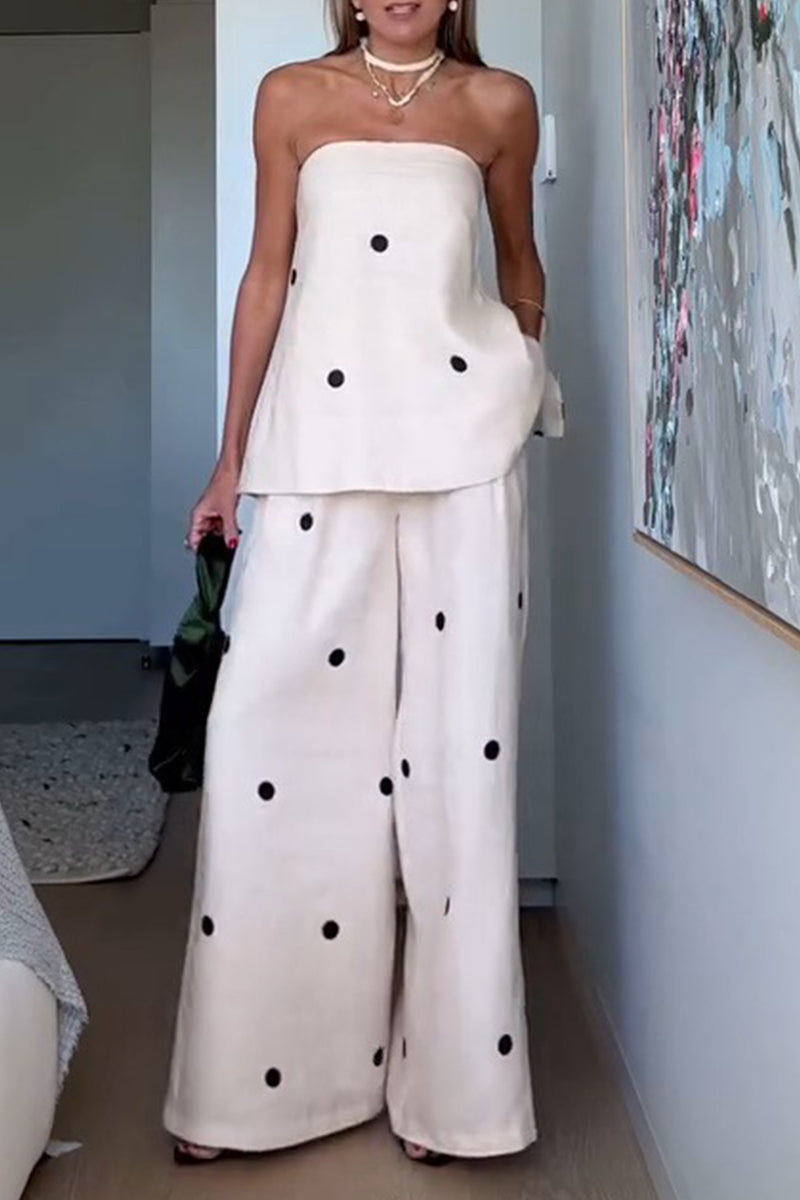 Cintia® | Sexy off-the-shoulder, sleeveless two-piece with polka dot and zipper