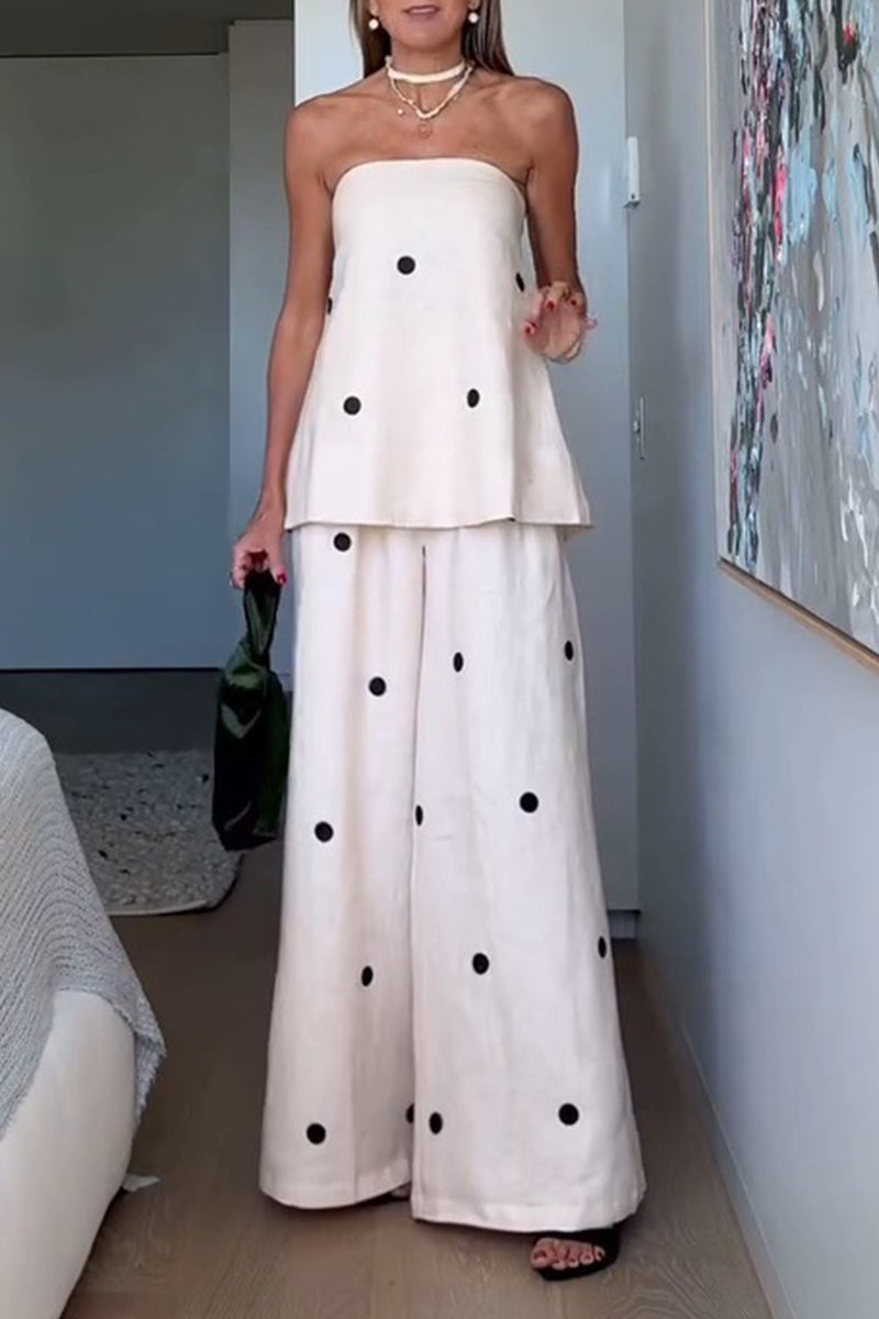 Cintia® | Sexy off-the-shoulder, sleeveless two-piece with polka dot and zipper