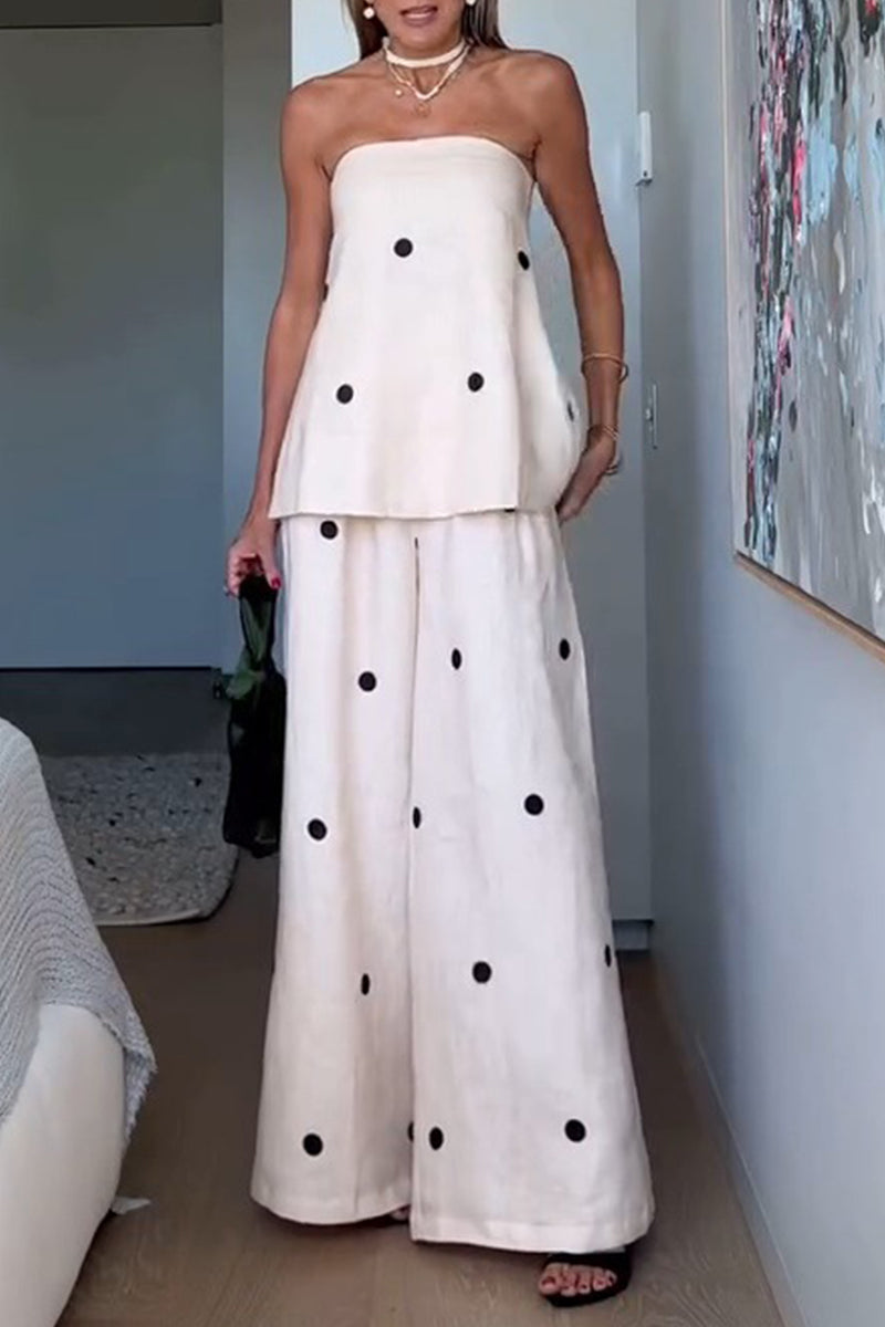 Cintia® | Sexy off-the-shoulder, sleeveless two-piece with polka dot and zipper