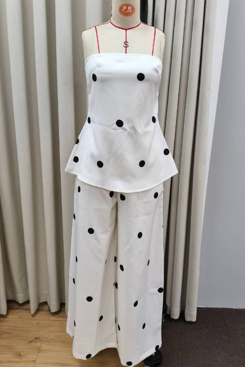 Cintia® | Sexy off-the-shoulder, sleeveless two-piece with polka dot and zipper