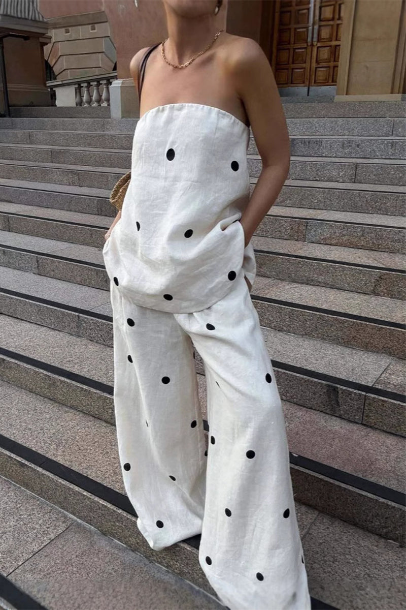 Cintia® | Sexy off-the-shoulder, sleeveless two-piece with polka dot and zipper