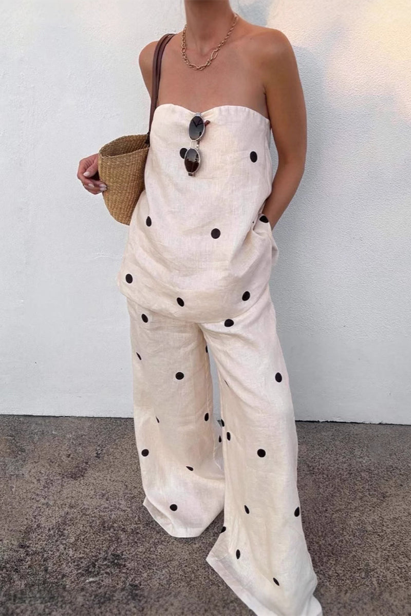 Cintia® | Sexy off-the-shoulder, sleeveless two-piece with polka dot and zipper