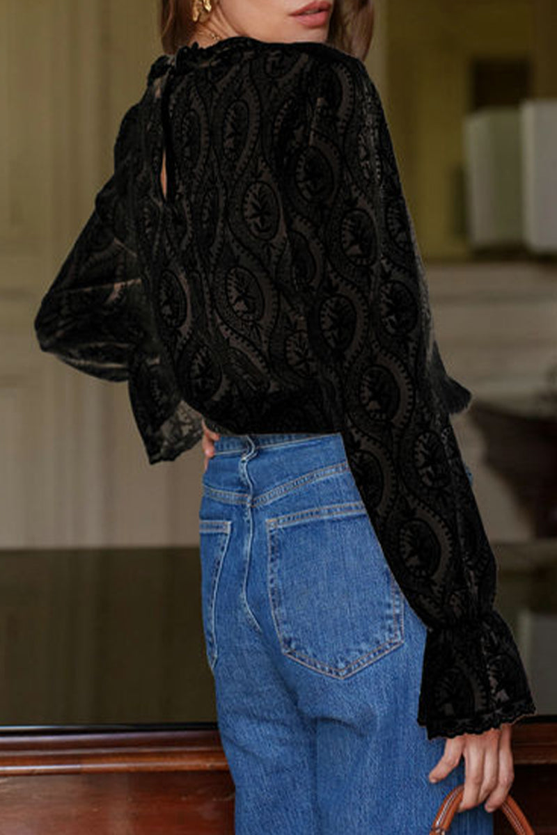 Carina® | Sexy Lace Flounce Blouses with Lotus Leaf Collar (3 Colors)