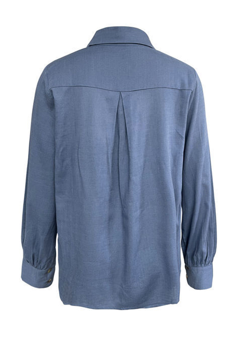 Brigitte® | Casual blouses with hollow out turn-down collar (4 colors)