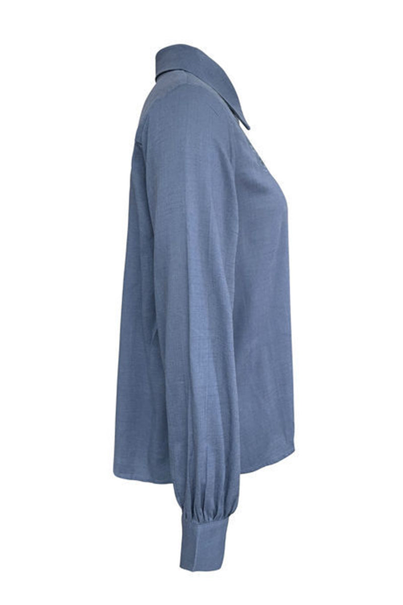 Brigitte® | Casual blouses with hollow out turn-down collar (4 colors)