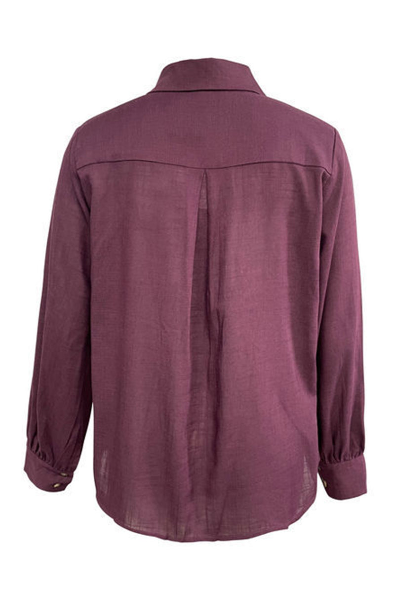 Brigitte® | Casual blouses with hollow out turn-down collar (4 colors)