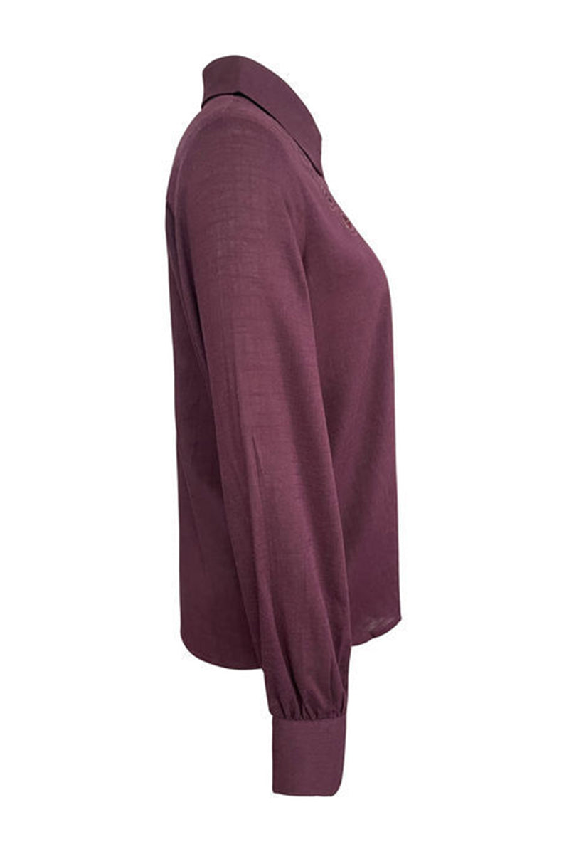 Brigitte® | Casual blouses with hollow out turn-down collar (4 colors)