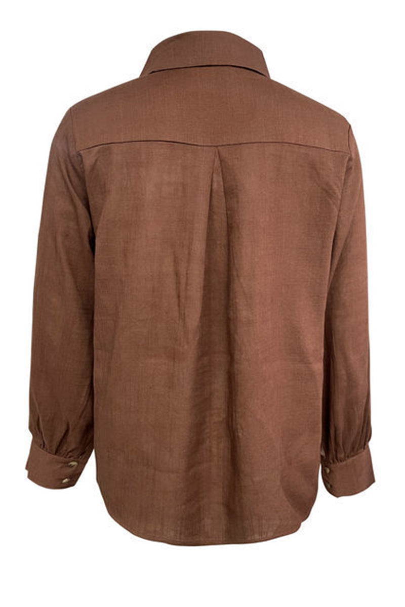 Brigitte® | Casual blouses with hollow out turn-down collar (4 colors)
