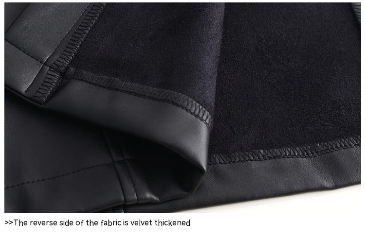 Eliana® | PU leather skirt with fleece lining, thickened and side slit