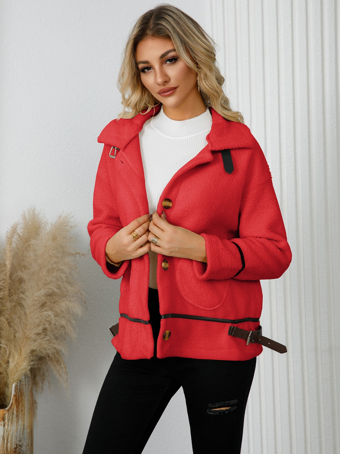 Edith® | Jacket with pockets and button placket and collar