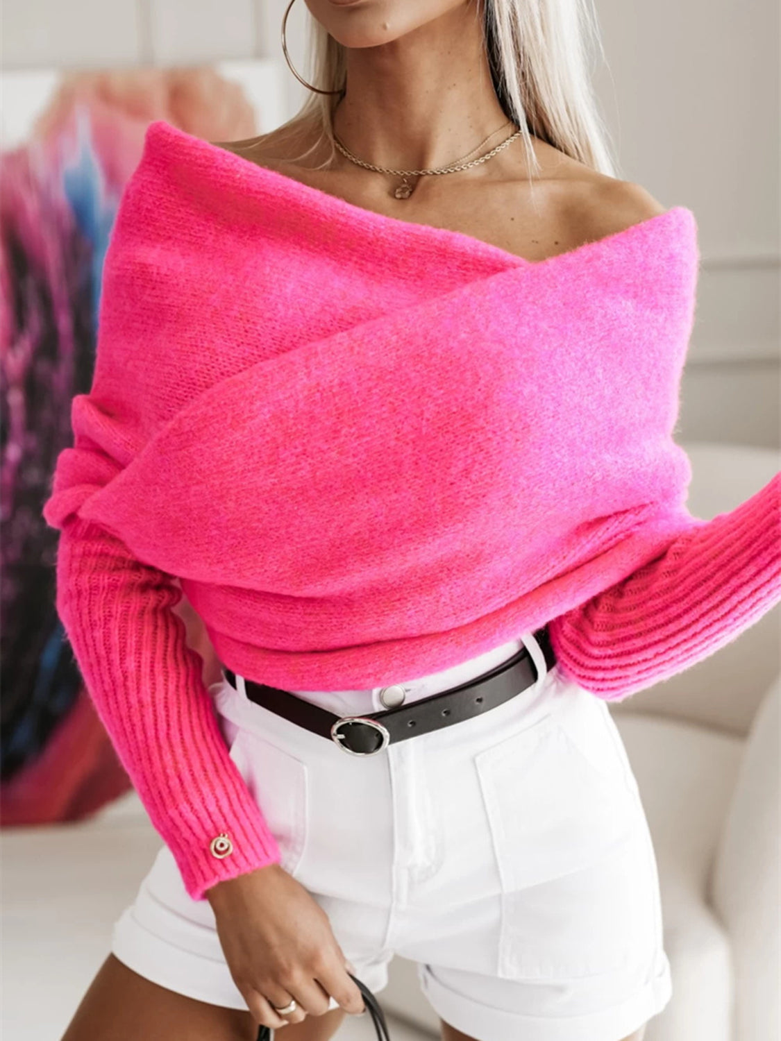 Andrea® | Long sleeve cropped knit top