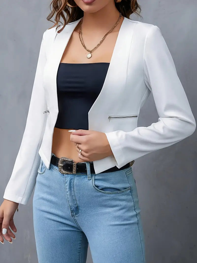 Eda® | Elegant short blazer with zip pocket