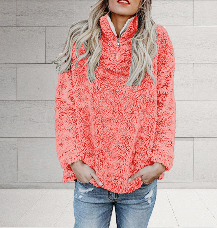 Brittt® | High Neck Long Sleeve Zip Up Blouse