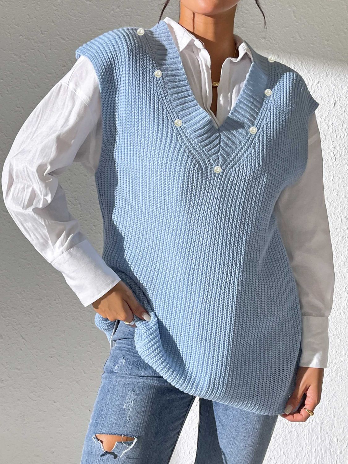 Beatriz® | Beaded V-neck sweater vest