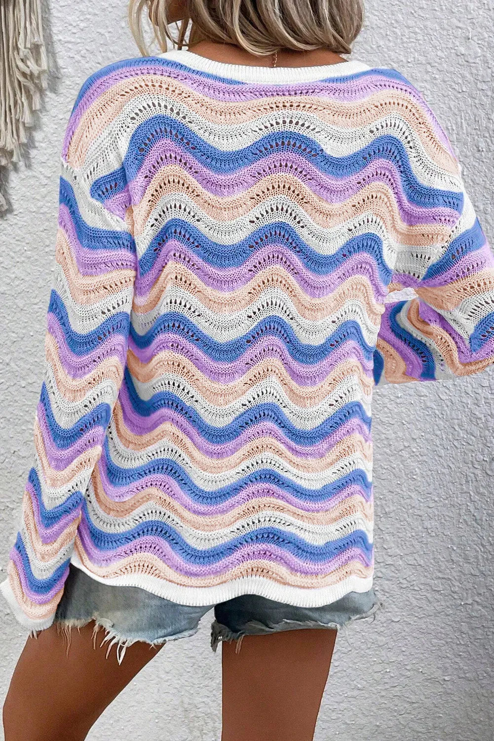 Elisa® | Long-sleeved sweater with contrasting wavy stripe