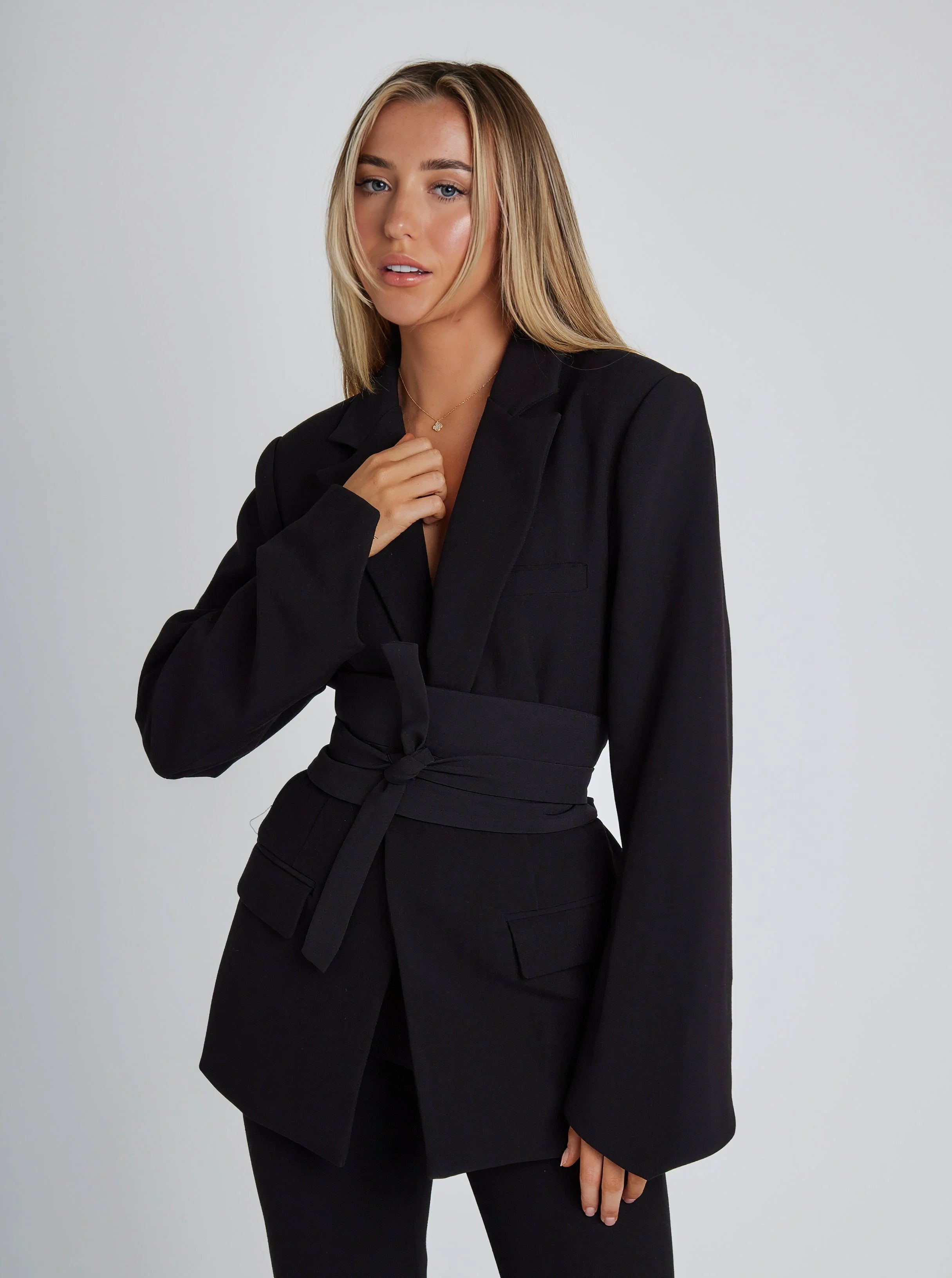 Sarah | Women's Belted Long Sleeve Blazer