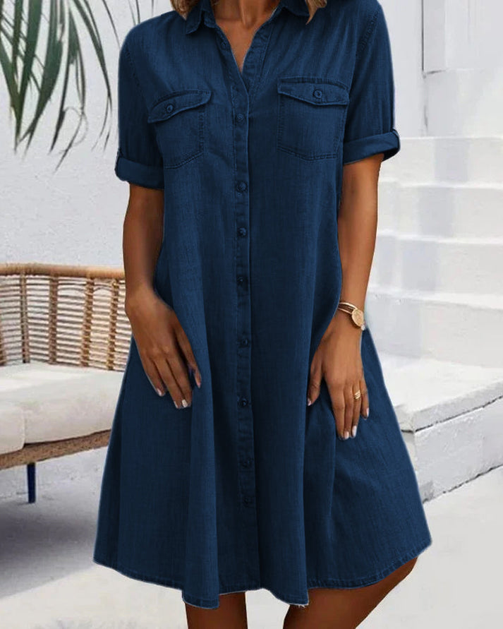 Joanna | Stylish Short Sleeve Button-Up Dress