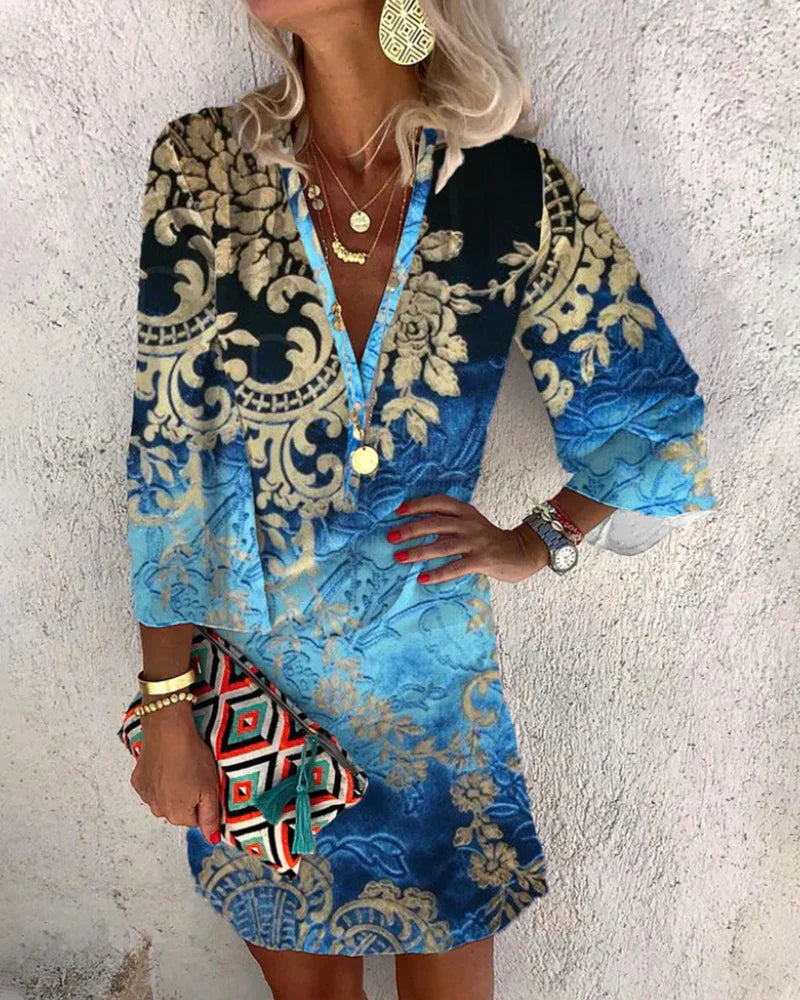 Alejandra® | Long-Sleeved Dress With Boho Print