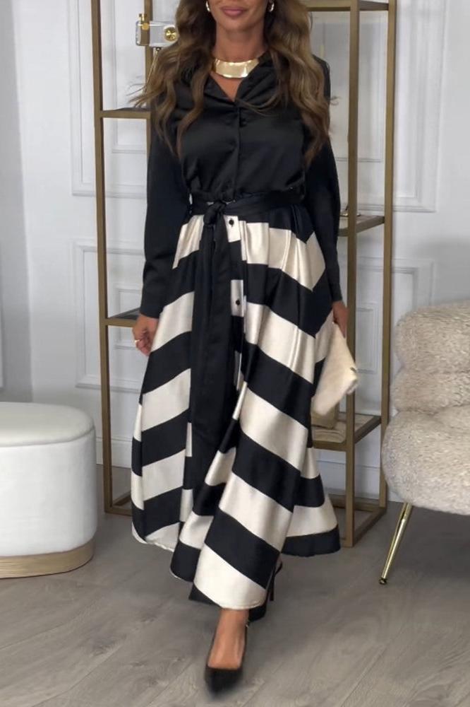 Celeste® | Dress Soft Touch Striped Maxi Dress with Belt