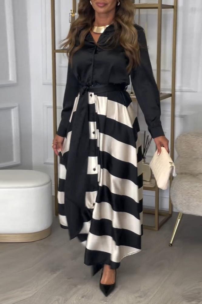 Celeste® | Dress Soft Touch Striped Maxi Dress with Belt