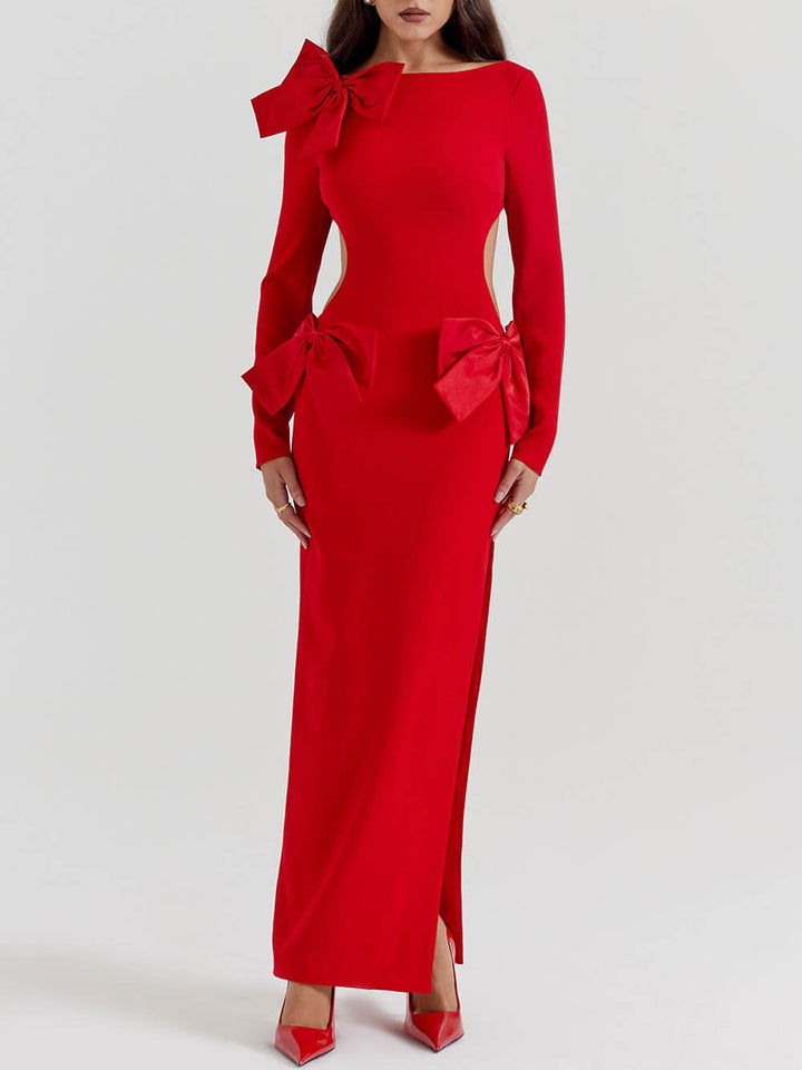 Elara® | Comfortable maxi dress with red bow