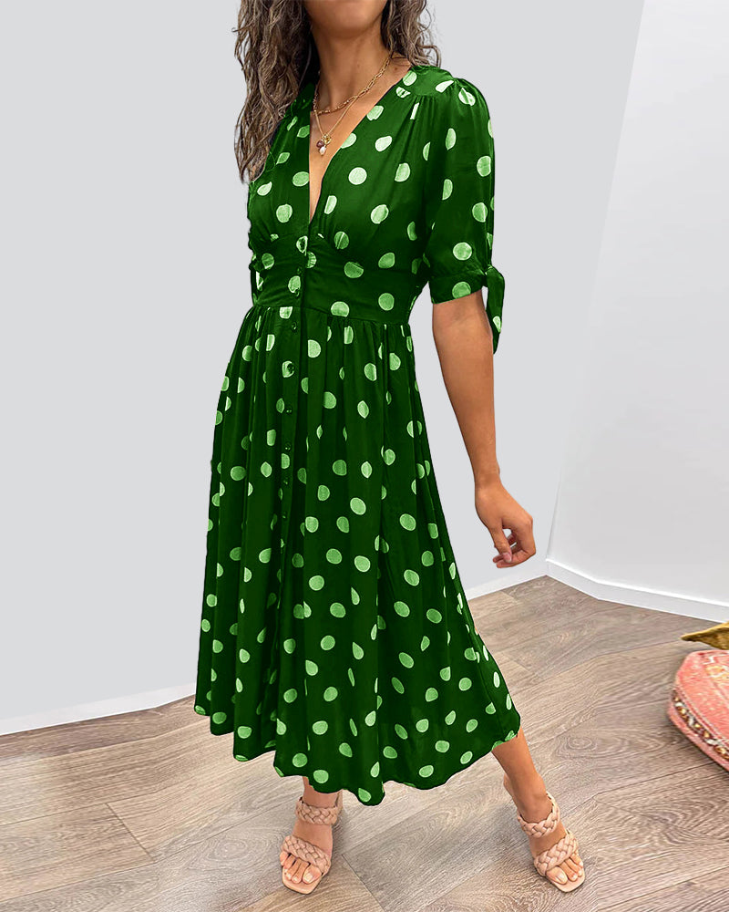 Cristina® | V-neck dress with polka dots