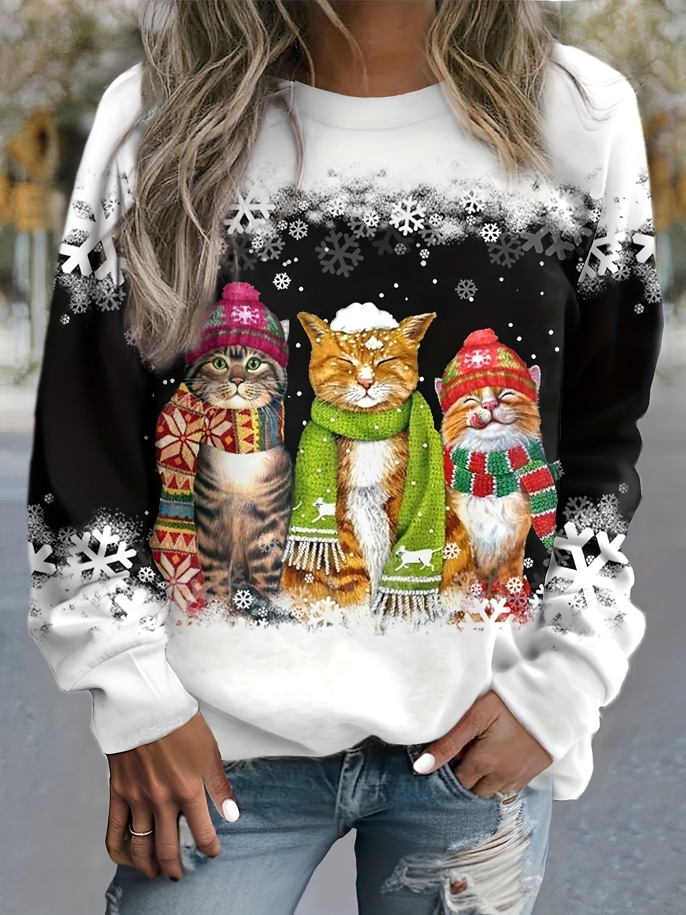 Aurora® | Comfortable winter sweatshirt with cat motifs