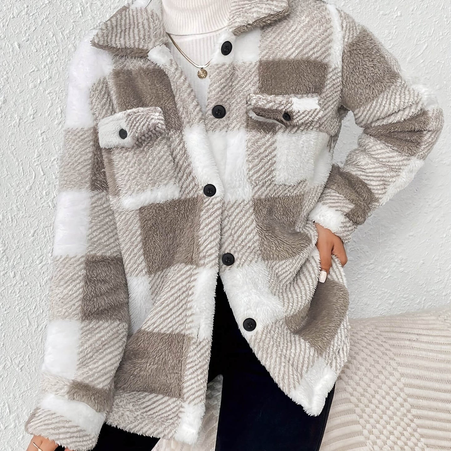 Elena® | Elegant checked long-sleeved jacket