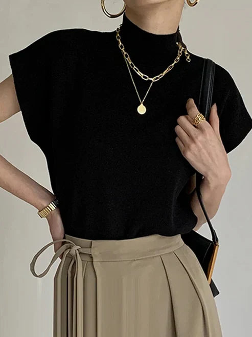 Adela® | Short sleeve turtleneck sweater for women