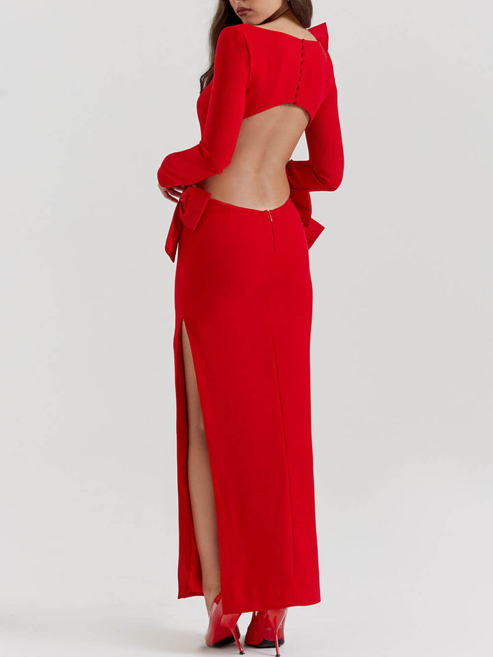 Elara® | Comfortable maxi dress with red bow