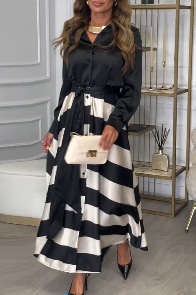 Celeste® | Dress Soft Touch Striped Maxi Dress with Belt