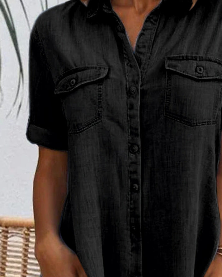 Joanna | Stylish Short Sleeve Button-Up Dress