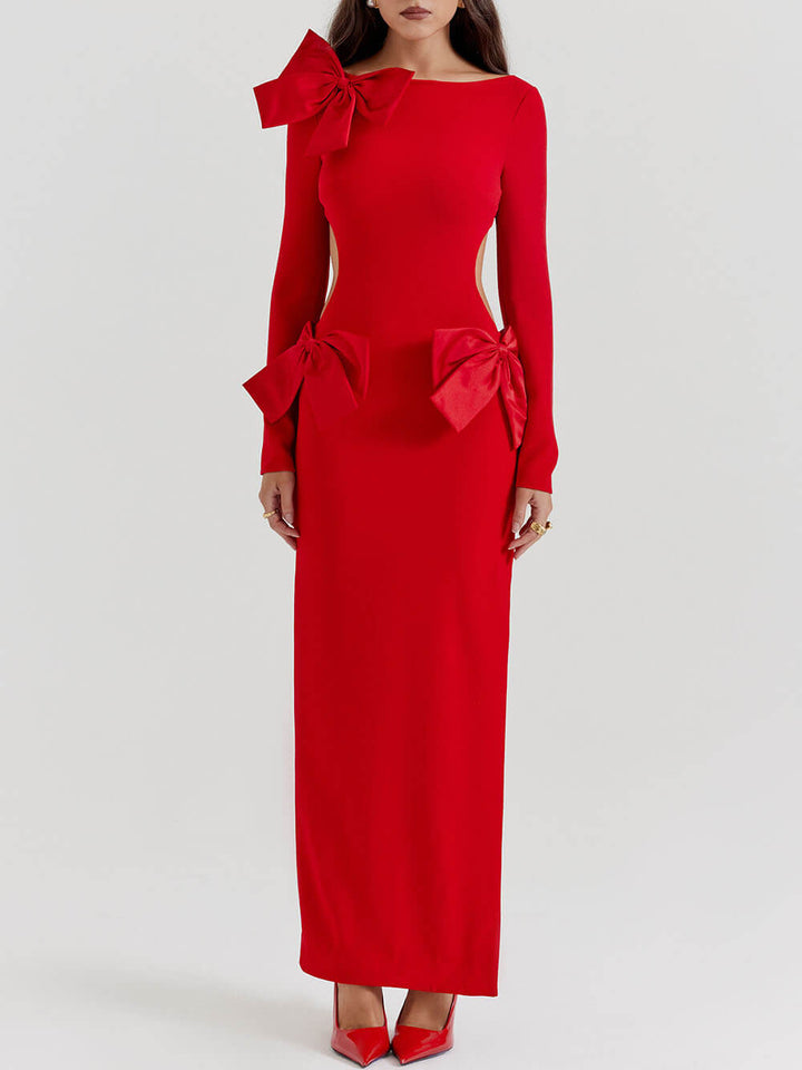 Elara® | Comfortable maxi dress with red bow