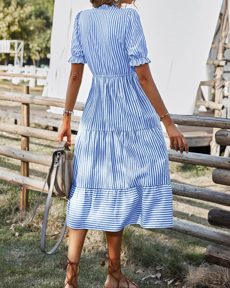 Mariah | Casual Midi A-Line Dress with V-Neck