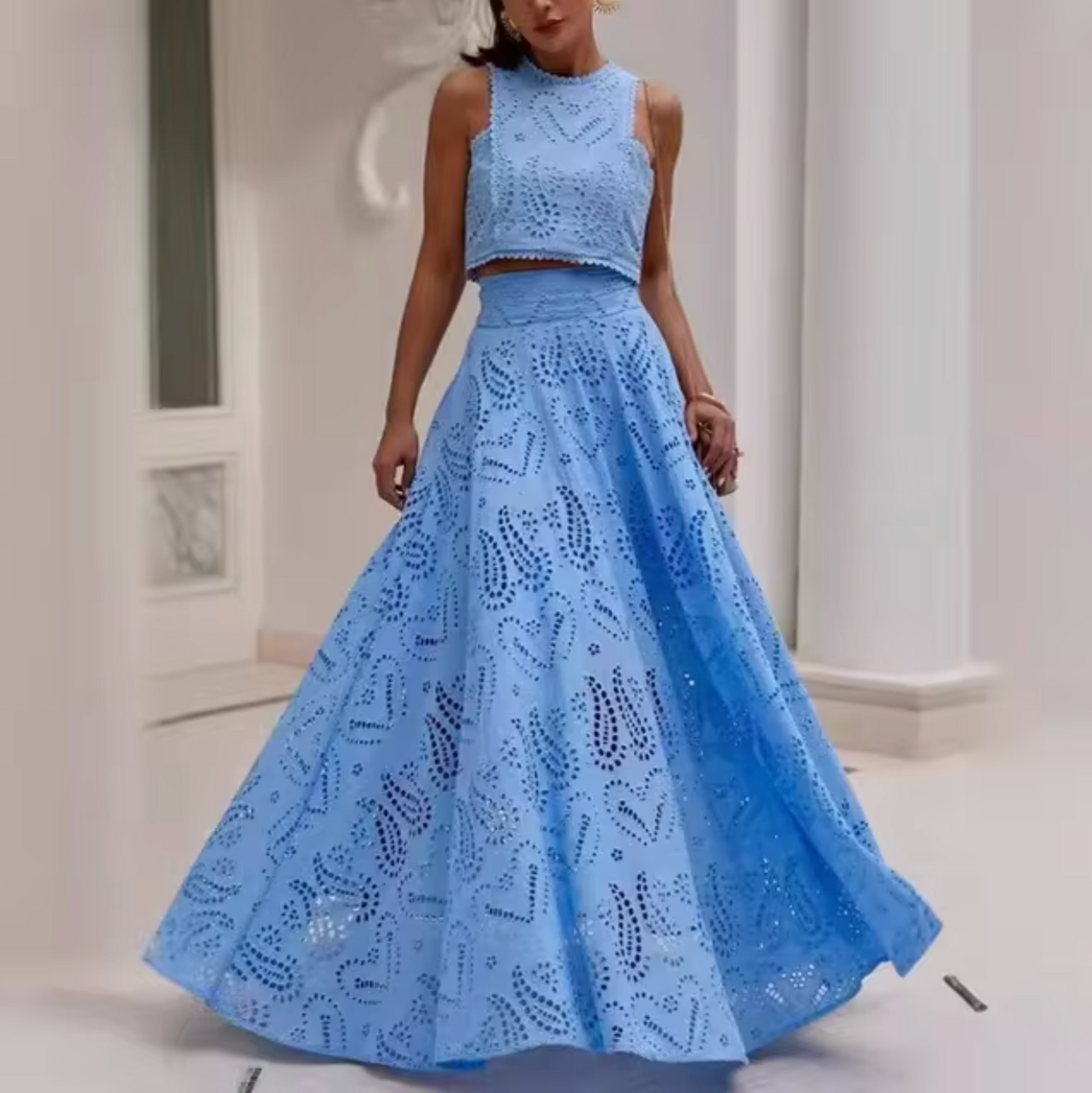Elisa® | Short top and long skirt made of cotton linen