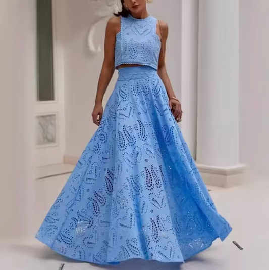 Elisa® | Short top and long skirt made of cotton linen