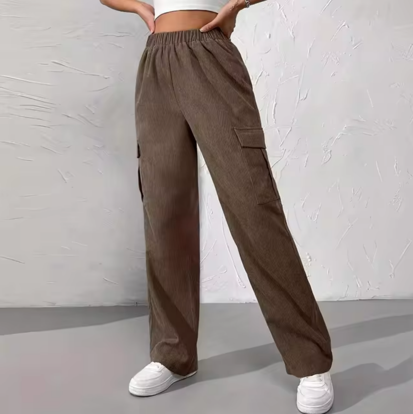 Bertille® | Corduroy Wide Leg Cargo Pants