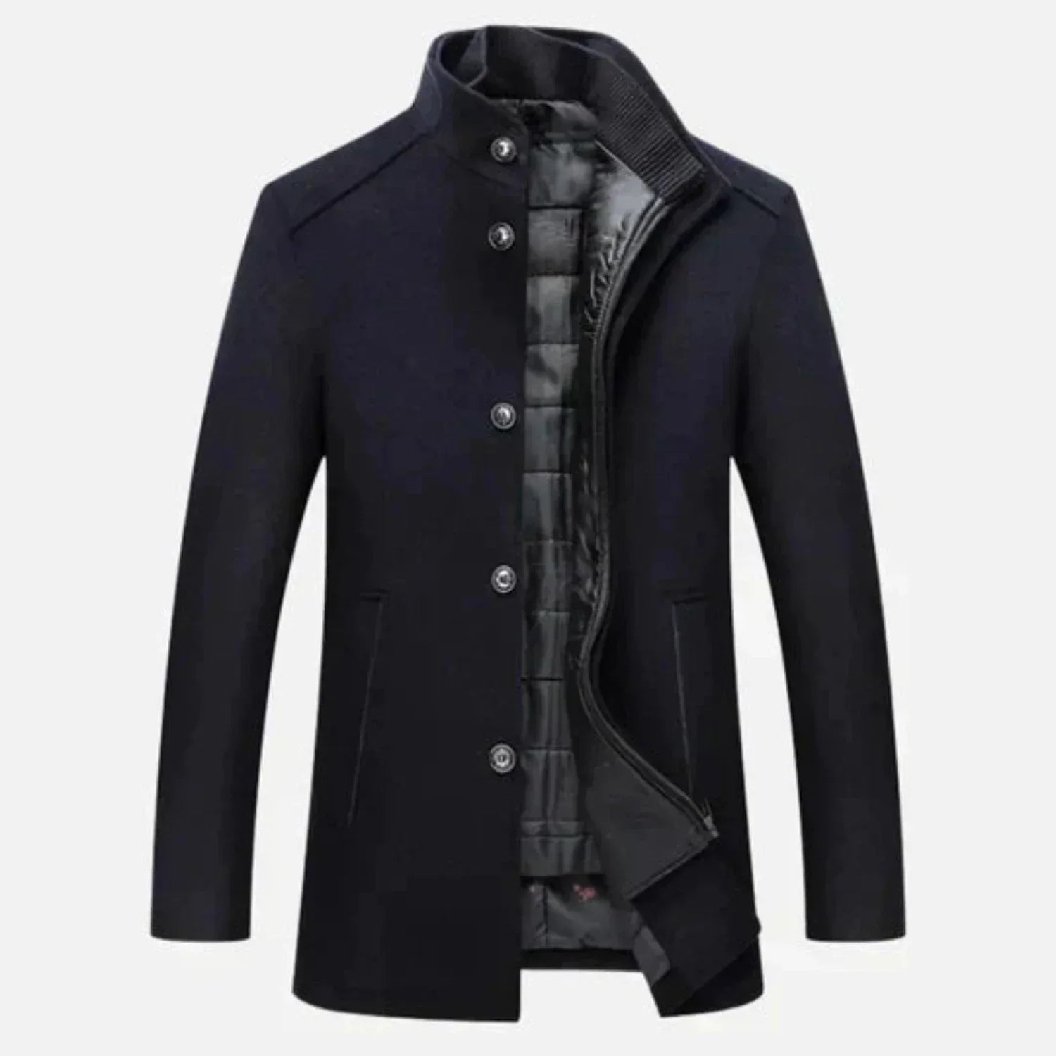 Edward | Men's Mid-Length Stand Collar Overcoat
