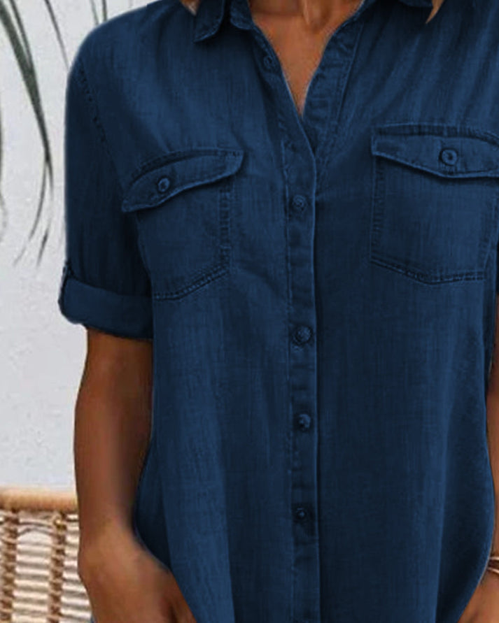 Joanna | Stylish Short Sleeve Button-Up Dress