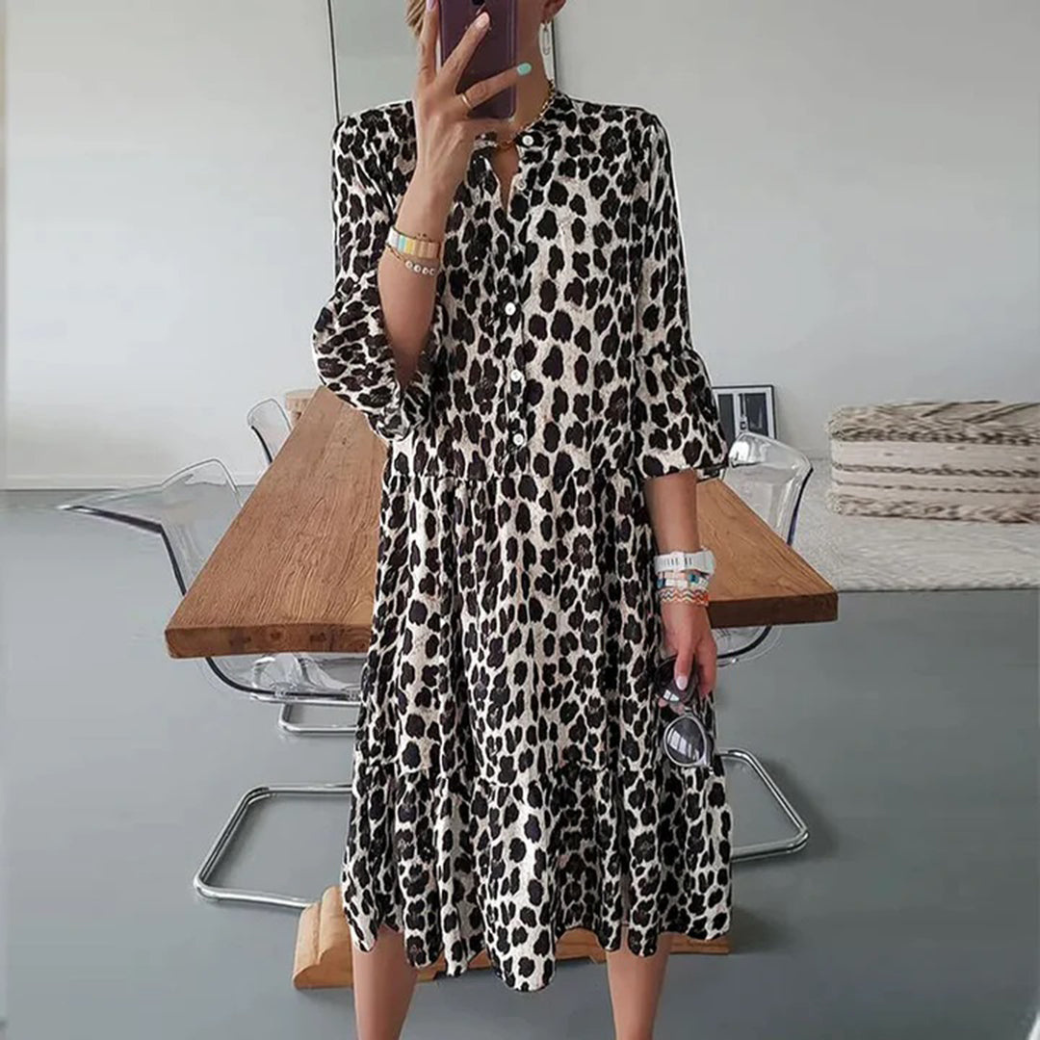 Elisa® | Women's leopard print shirt dress